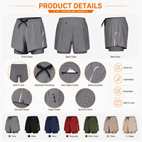 Pantalones Cortos Deportivos 2 en 1 para Hombre con Logotipo Personalizado OEM, de Secado Rápido, Profesionales, para Gimnasio y Entrenamiento, con Forro de Compresión