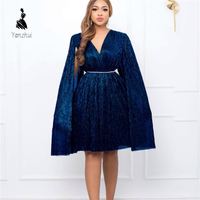 Robe de soirée longue élégante pour femmes grandes tailles, col en V, manches longues, couleur unie