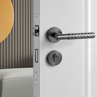 Serrure de porte grise pour intérieur, poignée de porte en alliage d'aluminium symétrique pour chambre, mécanismes de serrures à levier d'entrée, modèle Matrix