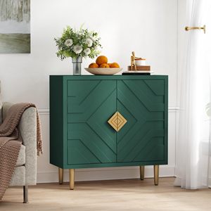 Buffet moderne Combohome en MDF vert, commode à <span class=keywords><strong>2</strong></span> <span class=keywords><strong>portes</strong></span>, rangement pour la cuisine et le salon, armoire pour la chambre à coucher et la cuisine - Product Image 6