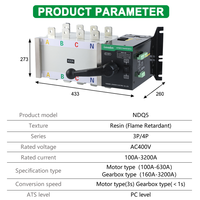 Commutateur de transfert automatique ATS 400A 4P type PC, commutateur de conversion double alimentation pour générateur 380-440V 220V