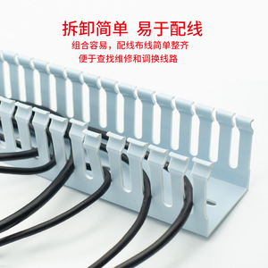 Goulotte de câbles en PVC en U ignifuge pour armoires électriques industrielles, câblage 25 mm, ouvertures pour câbles 40 mm, distribution 30 mm - Product Image 4