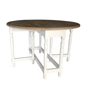 <span class=keywords><strong>Mesa</strong></span> de Comedor <span class=keywords><strong>Redonda</strong></span> Extensible <span class=keywords><strong>Blanca</strong></span> y Marrón con Patas Torneadas - Product Image 4