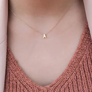 Fashion Initial Letter Necklace Gold Silver Color Cut Letters Pendant Necklace For Women Pendant Jewelry Gift