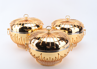 Plats de service modernes et esthétiques 3.5L 4.5L 5.5L avec couvercles géométriques artistiques, chauffe-plats de luxe en acier, articles de restauration urbains minimalistes