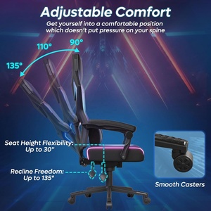 <span class=keywords><strong>Silla</strong></span> de <span class=keywords><strong>Gamer</strong></span> con <span class=keywords><strong>luces</strong></span> LED RGB, <span class=keywords><strong>silla</strong></span> de ordenador de tela transpirable, <span class=keywords><strong>silla</strong></span> de juego iluminada con soporte Lumbar ajustable, muestra gratis - Product Image 3