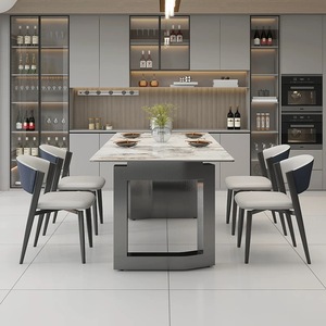 Mesa de Comedor de Diseño Italiano de Lujo con Cubierta de Piedra Sinterizada y Base de Metal Asimétrica para Muebles de Alta Gama para el Hogar - Product Image 5