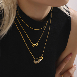 <span class=keywords><strong>Collier</strong></span> à breloques en cristal de guérison avec épingle de sûreté faite à la main <span class=keywords><strong>Collier</strong></span> de perles en acier inoxydable plaqué or 18 carats - Product Image 6