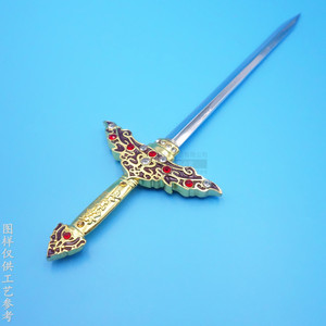 Épée simulée personnalisée en alliage de zinc couleur or avec incrustation de strass, accessoire de décoration de bureau, cadeau d'affaires unisexe, modèle de forme géométrique - Product Image 3