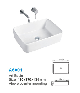 White Modern Hotel Use Stone Accented <strong>Rectangular</strong> Ceramic Countertop <strong>Sink</strong> with Drainer Easy to Clean - Product Image 2