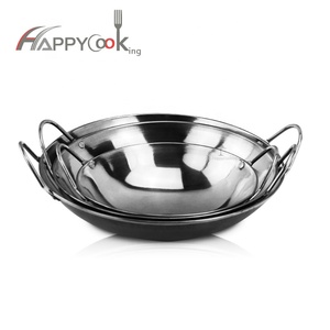 Wok indio de acero inoxidable de diseño moderno que sirve Wok <span class=keywords><strong>Sukiyaki</strong></span> Pot Kadhai Metal ecológico de fábrica china - Product Image 4