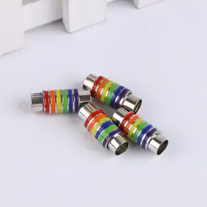 magnetic jewelry clasp rainbow clasps Round tube metal clasps woven DIY charms wrist leather bracelet for Jewelry Making