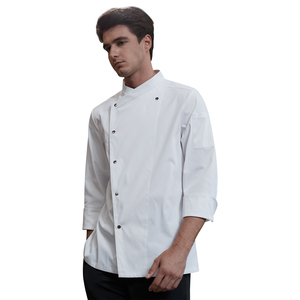Camisetas de <span class=keywords><strong>Chef</strong></span> Unisex de Alta Gama, <span class=keywords><strong>100</strong></span>% Poliéster Tejido, Manga Larga, con Cierre de Broches, Logotipo Personalizado, para Restaurantes y Cocinas - Product Image 3