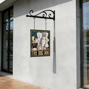 Insegna Personalizzata in Ferro con Rivestimento Nero, Staffa di Sospensione, Cartello Bifacciale per <span class=keywords><strong>The</strong></span> Dog Inn, Insegna da Parete per Negozi e Corridoi - Product Image 1