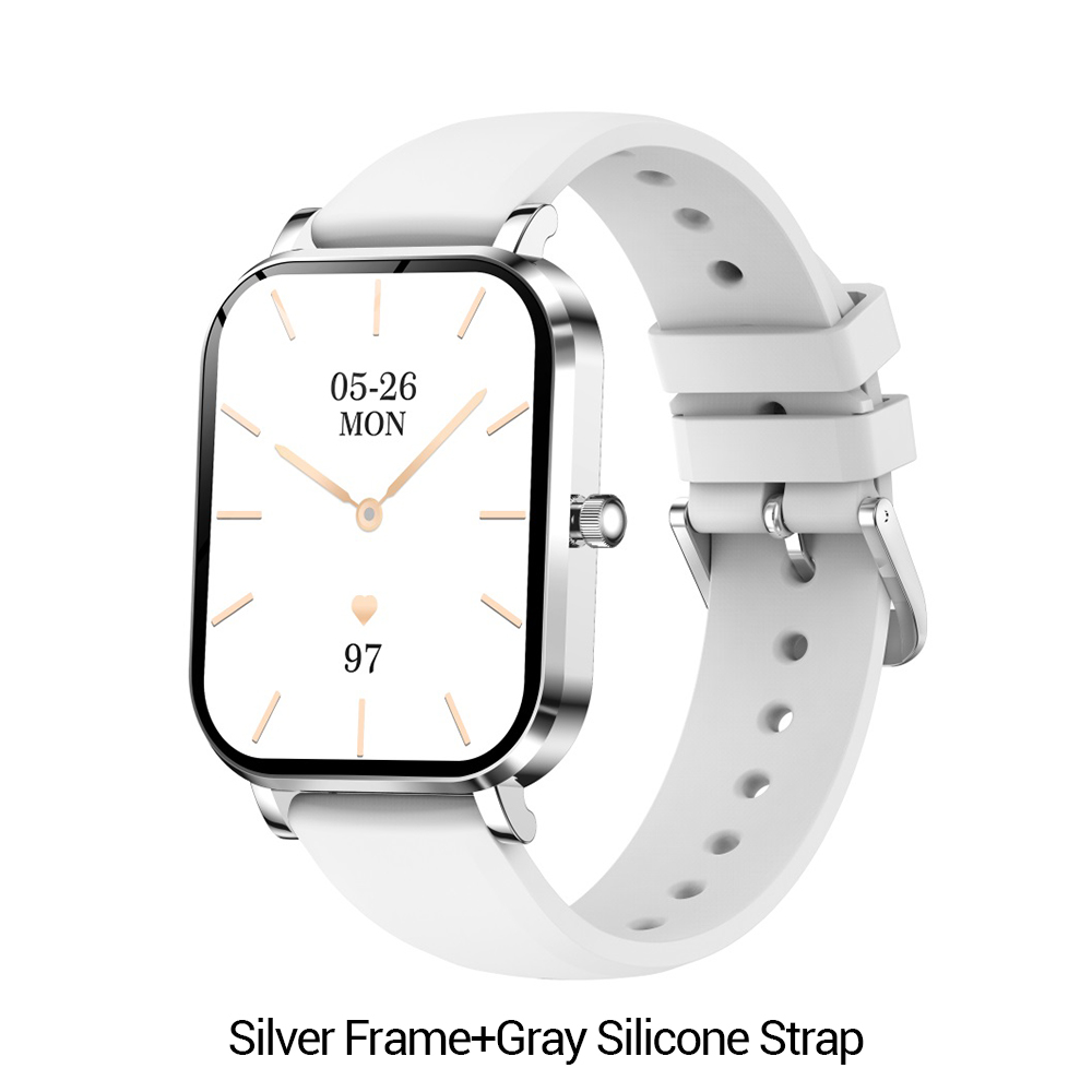Silver Frame+Gray Silicone Strap