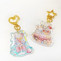 Kpop personnalisé figurine d'anime arc-en-ciel porte-clés en acrylique breloques époxy translucides colorées porte-clés non clair avec bord dégradé