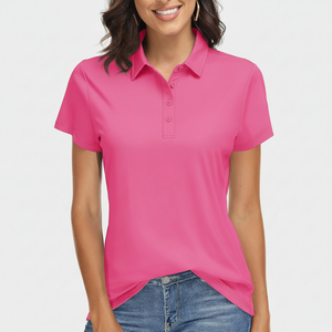 เสื้อโปโลแขนสั้นของผู้หญิงคุณภาพพรีเมี่ยมผ้าฝ้ายระบายอากาศสำหรับกีฬาเทนนิสแบบลำลองไม่ยับ - Product Image 1
