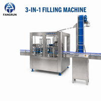 Machine de remplissage automatique d'eau pure minérale en bouteilles PET et en verre, contrôlée par un servomoteur haute vitesse, avec fonctions de rinçage, de remplissage et de bouchage.