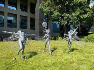 Escultura <span class=keywords><strong>de</strong></span> Diente <span class=keywords><strong>de</strong></span> León <span class=keywords><strong>de</strong></span> Acero Inoxidable con Recubrimiento <span class=keywords><strong>de</strong></span> Polvo Plateado, Pintada Moderna en 3D, Personalizada, <span class=keywords><strong>de</strong></span> Tamaño Real, Arte en Alambre para Jardín Exterior - Product Image 3