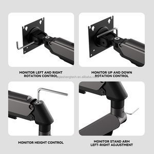 Support d'ordinateur portable en aluminium réglable, bras de moniteur Vesa, support de levage, support de fixation, écrans de 17 à 32 pouces, 75x75/100x100 mm, charge de 11 kg - Product Image 4
