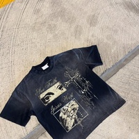 Camiseta Oversize Boxy Personalizada para Hombre, 300Gsm, 100% Algodón, Estilo Vintage con Lavado Ácido, Estampado Gráfico DTG, Ropa Urbana al por Mayor