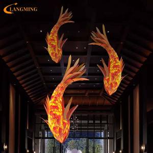 호텔 및 빌라 로비 프로젝트 호텔 샹들리에의 가벼운 실내 장식을위한 대형 맞춤형 물고기 샹들리에 - Product Image 1