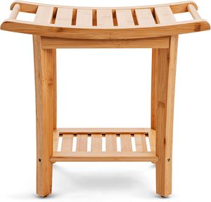 Banco de ducha de bambú, asiento organizador de <span class=keywords><strong>baño</strong></span> de Spa de madera de 2 niveles <span class=keywords><strong>con</strong></span> estante de almacenamiento inferior, silla de <span class=keywords><strong>baño</strong></span> de madera, <span class=keywords><strong>taburete</strong></span> de <span class=keywords><strong>baño</strong></span> pequeño - Product Image 1