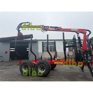 Remorque forestière télescopique de 8 tonnes homologuée TUV CE pour le transport du bois, <span class=keywords><strong>avec</strong></span> grue à bois de 6 m et <span class=keywords><strong>treuil</strong></span> <span class=keywords><strong>hydraulique</strong></span> - Product Image 4