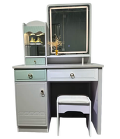 Coiffeuse moderne avec miroir LED et tiroirs, ensemble de meuble de maquillage en bois, coiffeuse de luxe pour chambre à coucher
