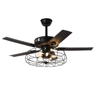 Retro Industrial Ceiling Fan Light With LED Fixed Blade For Living Room Bedroom - Product Image 2