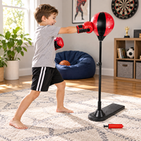 Ensemble de ballon de frappe pour enfants avec support réglable en hauteur, gants de boxe et pompe manuelle, ensemble de boxe pour enfants pour la pratique des débutants