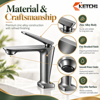 Robinet mitigeur monocommande pour lavabo en alliage de zinc avec bec de 128 mm finition chromée