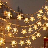 Guirlande lumineuse de Noël en forme de flocon de neige et d'étoile, blanc chaud, multicolore, guirlande féerique, lumières suspendues pour fenêtre, décoration de Noël pour l'arbre et la maison