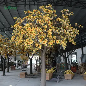 Custom Handmade Artificial Large 3.5m 4m Yellow Fake Magnolia Trees For Schools Hospitals Nursing Homes Library Museums