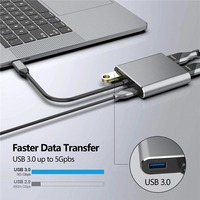 Station d'accueil 4-en-1 Type-C vers double HDTV avec USB 3.0 et charge rapide PD, extension multi-écrans pour ordinateurs portables, MacBook, téléphones et tablettes