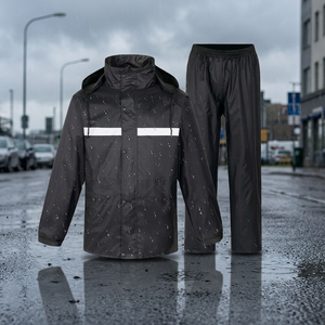 Imperméable de travail unisexe à capuche zippé en toile réfléchissante fine pour adultes, idéal pour la protection sur les chantiers et les activités extérieures. - Product Image 2