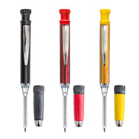 Crayon de charpentier à tête longue pour trous profonds, avec prise en main ergonomique, mine de 2,8 mm, coloré, avec recharges interchangeables et taille-crayon intégré