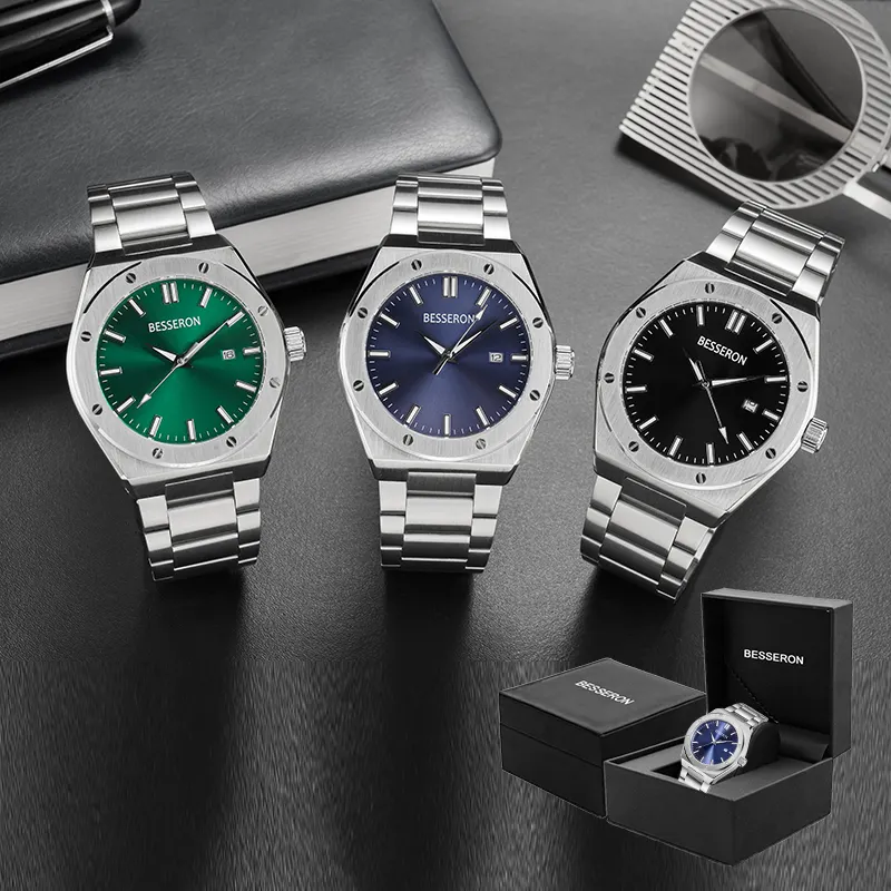 ساعة رجال أعمال الأعلى مبيعًا للبيع بالجملة ساعة كوارتز بشعار مخصص ساعة فاخرة كلاسيكية للرجال من الفولاذ المقاوم للصدأ
