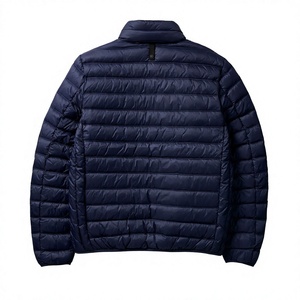 <b>Men's</b> <b>Navy</b> Blue <b>Quilted</b> Puffer <b>Jacket</b> Stand Collar Zipper Closure Heavyweight Windproof Breathable Casual Winter Wear Front - Product Image 3