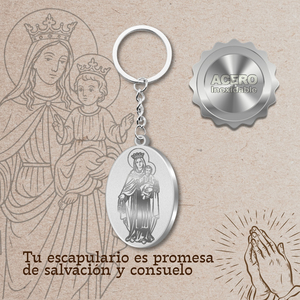 Portachiavi in Acciaio Inossidabile Dorato VIRGIN CARMEN, Durevole, con Diamanti e Perle Incastonati, Temi Religiosi, Luna, Stella, Numeri per Anniversari - Product Image 4