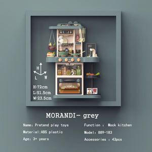 Cocina de Juguete de 72CM con Vapor, Luces y Música, 43 Piezas, Juego de Cocina de Imitación, Color Rojo y Verde, Juego Educativo de Roles - Product Image 3