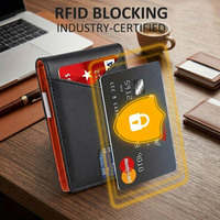 Dompet Lipat Minimalis Kulit Anti-RFID dengan Penjepit Uang untuk Pria