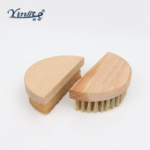 Yinste Semi Circular Shoe <b>Brush</b> Solid Wood Pig Hair For <b>Suede</b> Cleaning - Product Image 2
