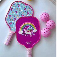 Raquettes de pickleball personnalisées avec impression de dessins animés, cadeaux sportifs, raquettes de pickleball en fibre de verre, ensembles de raquettes de pickleball pour enfants
