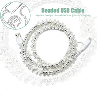 Câble de données USB 3 en 1 en forme de nœud papillon, perlé, décoratif, fait main, cordon de charge universel pour téléphone portable, câble de synchronisation