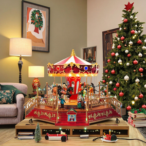 मेलोडी हॉट बिक्री बड़े आकार के नोएल के नेतृत्व में चमकदार रोज़ी कार्उसेल ने संगीत बॉक्स प्लास्टिक के साथ क्रिसमस की सजावट - Product Image 2