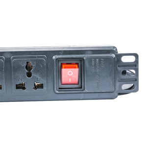 8 Way National Standard PDU Power Strip 1U Rack Mount <b>3</b>-<b>Pin</b> CN <b>Socket</b> 10A 250V with Lighted Master Switch - Product Image 2