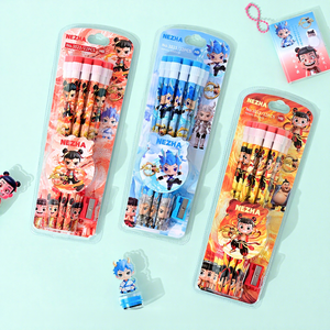Juego de 12 Lápices de Madera HB con Borrador Grande Creativo de Dibujos Animados Multicolor, Temática K-POP Demon Slayer Girl Group, Superventas Transfronterizo - Product Image 3
