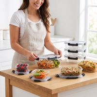 Wishome Ensemble de 10 contenants de conservation alimentaire en verre, hermétiques, anti-fuite, boîtes de préparation des repas, compatibles micro-ondes et four, organisateurs de cuisine