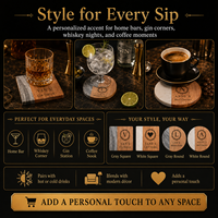 Ensemble de sous-verres ronds en marbre et bois, sous-verres modernes en pierre pour table basse, accessoires de bar